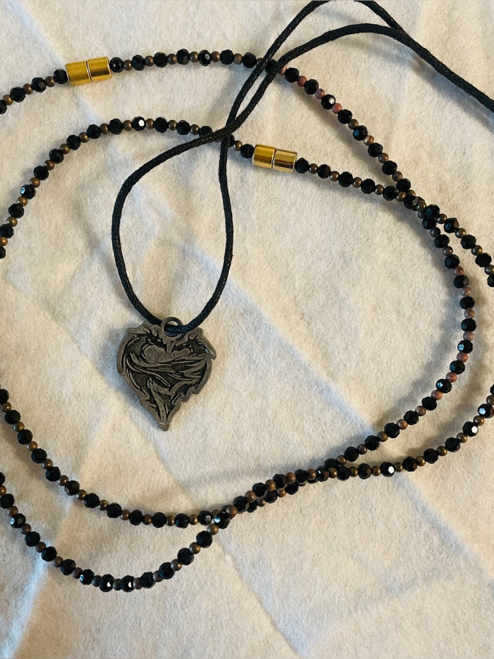 Disney Black Faceted Bead Necklace with Gold Accents